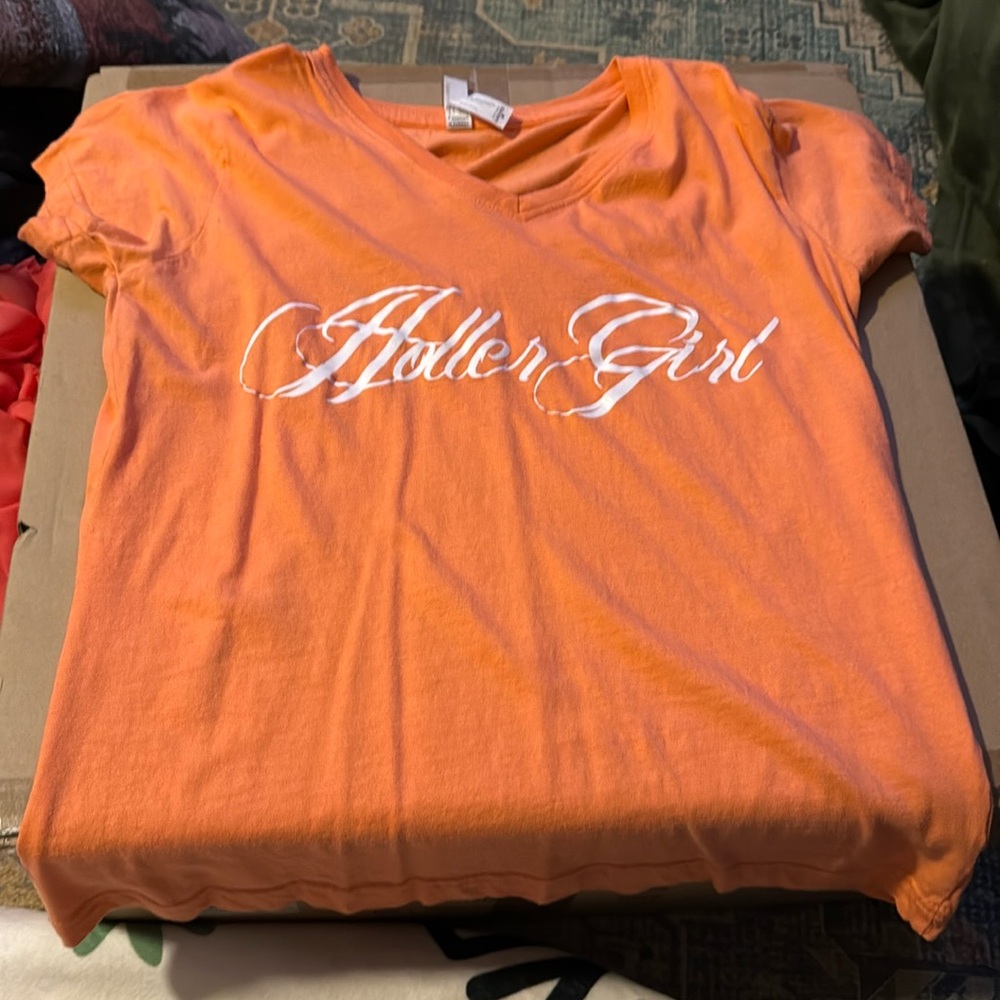 Holler girl v neck shirt
